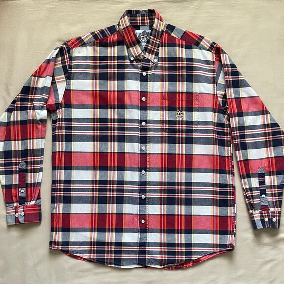 Cinch Men’s Red, White, and Navy Plaid Long Sleeve Button Down Shirt Size Large - Picture 1 of 8